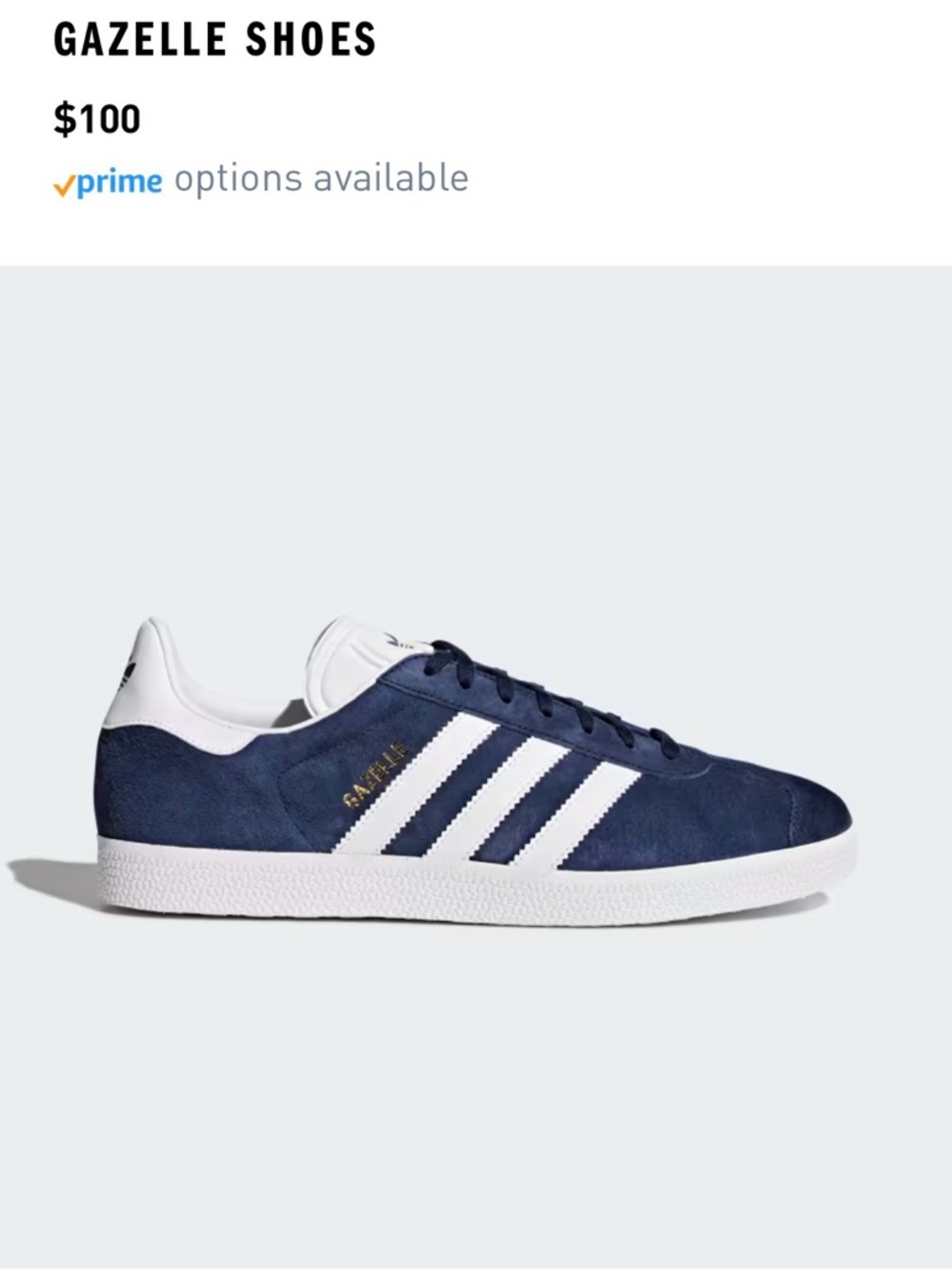 adidas Navy Suede Gazelle Sneakers with White Stripes